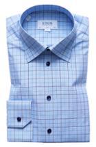 Men's Eton Slim Fit Plaid Dress Shirt - - Blue