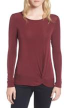 Women's Trouve Knot Front Tee - Burgundy