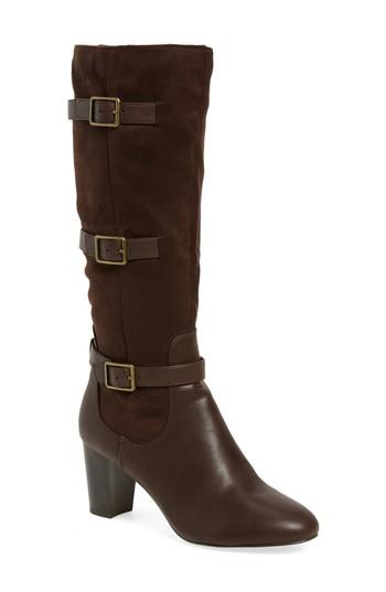 Women's Bella Vita Talina Ii Belted Knee High Boot .5 Regular Calf N - Brown