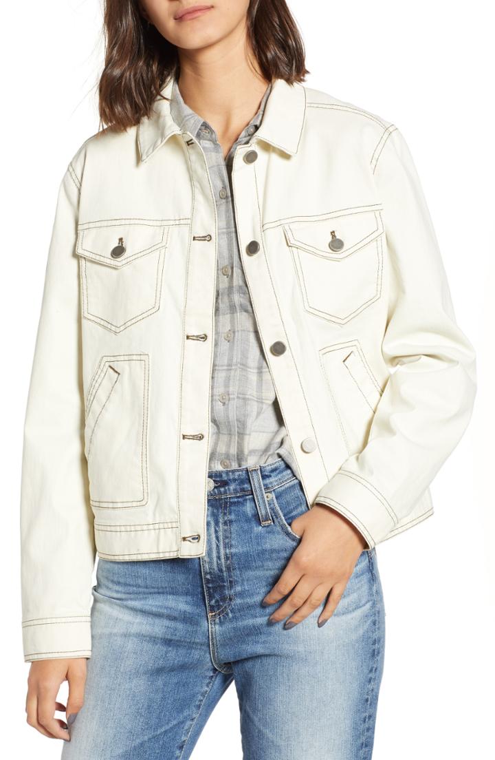Women's Bp. Utility Denim Trucker Jacket - Ivory
