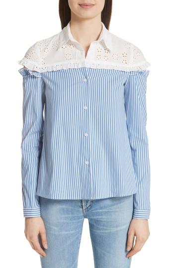 Women's Sandy Liang Mercury Pinstripe Blouse - Blue
