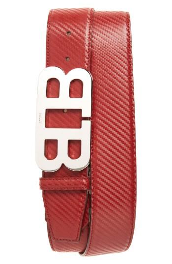 Men's Bally Mirror Buckle Leather Belt - Garnet