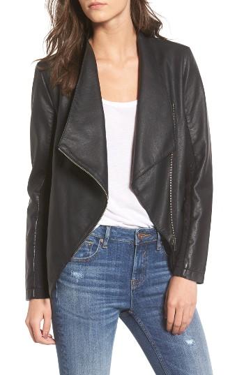 Women's Bb Dakota Gabrielle Faux Leather Asymmetrical Jacket - Black
