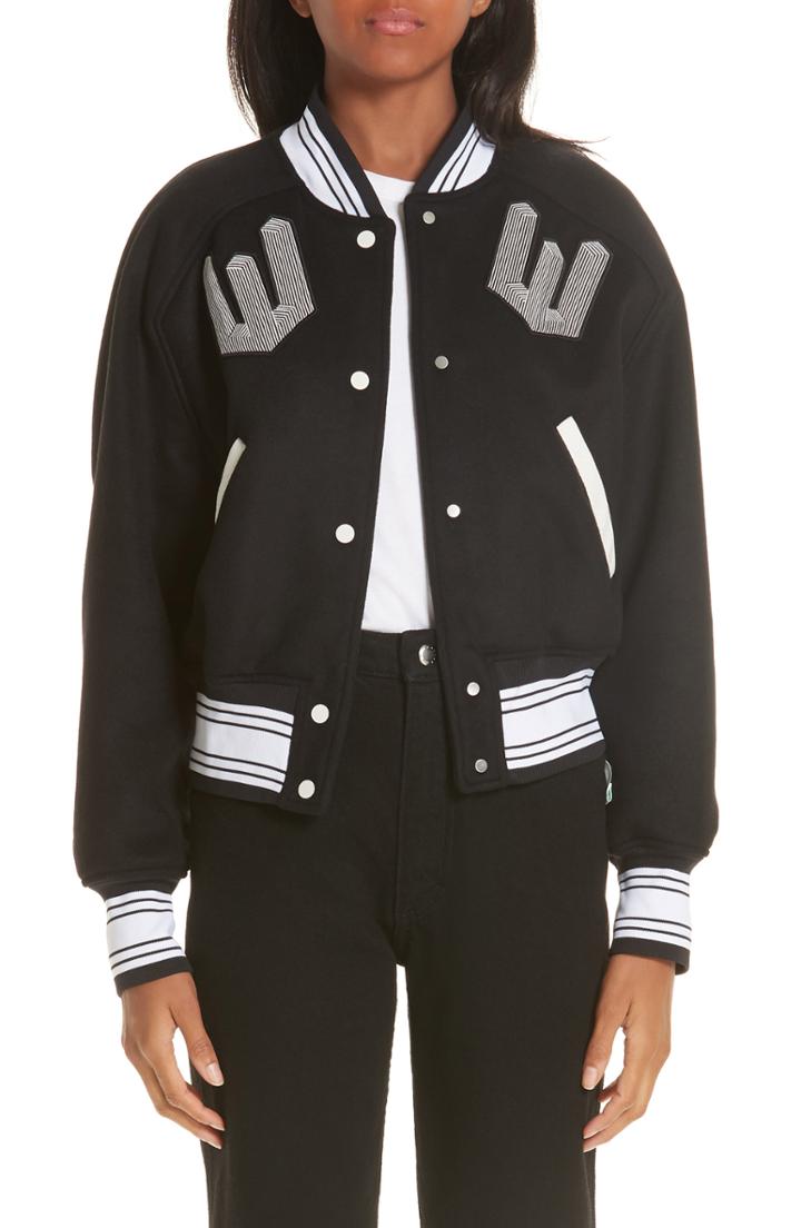 Women's Off-white Crop Varsity Jacket Us / 42 It - Black