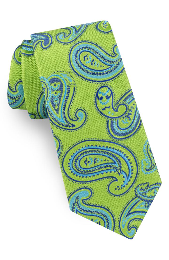 Men's Ted Baker London Twin Pine Paisley Silk Tie, Size - Green