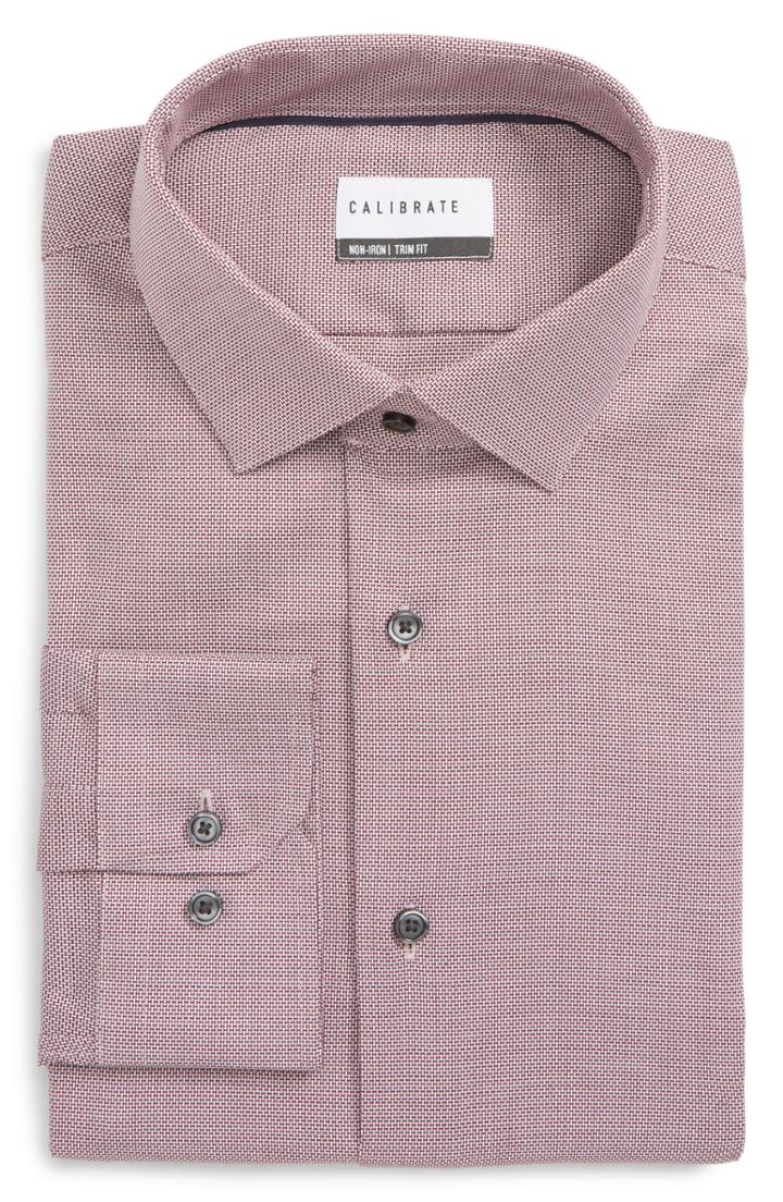 Men's Calibrate Trim Fit Stretch No-iron Solid Dress Shirt .5 - 32/33 - Red