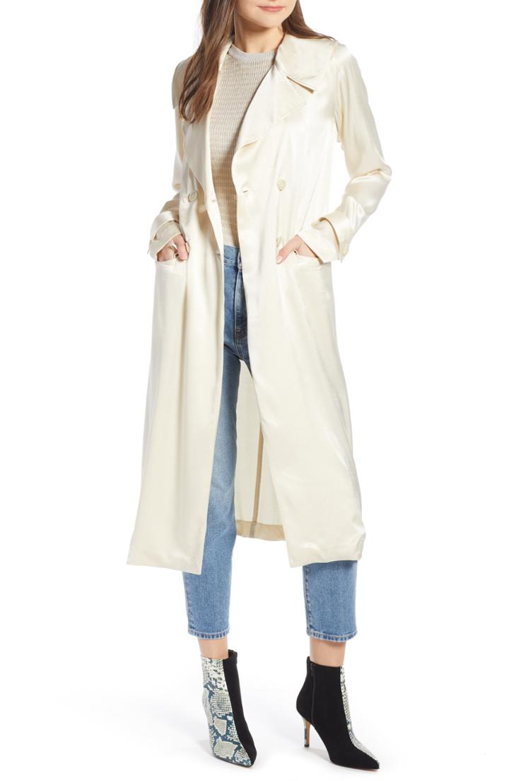 Women's Something Navy Grand Lapel Coat - Ivory