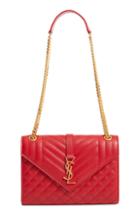 Saint Laurent Medium Cassandra Calfskin Shoulder Bag - Red