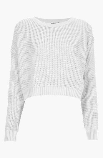 Topshop Crop Sweater White