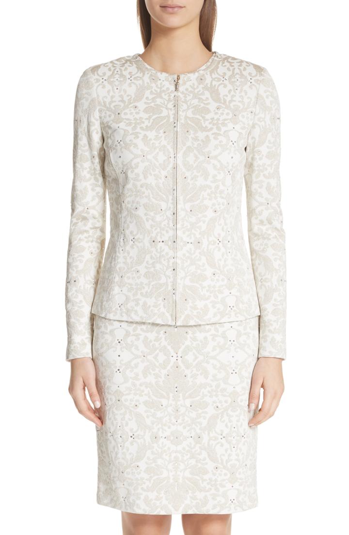 Women's St. John Collection Gold Leaf Brocade Cardigan