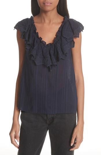 Women's Rebecca Taylor Mariana Ruffled Top - Blue