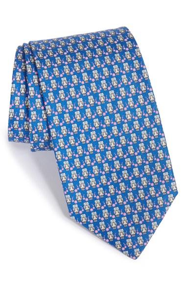 Men's Salvatore Ferragamo Owl Print Silk Tie, Size - Blue