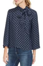 Women's Vince Camuto Printed Tie Neck Blouse, Size - Blue