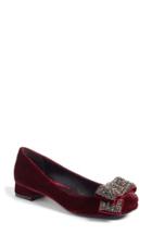 Women's Tory Burch Josephine Embellished Bow Pump M - Burgundy