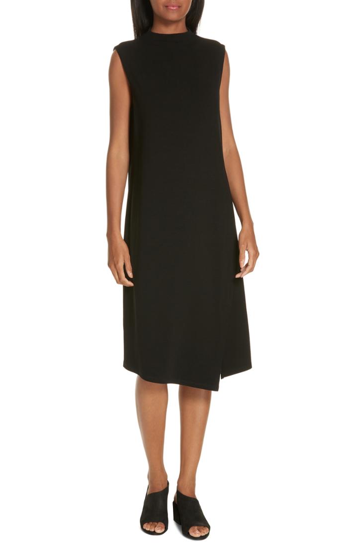 Women's Eileen Fisher Sleeveless Mock Neck Dress - Black