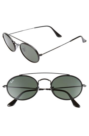 Women's Ray-ban Elite 52mm Oval Sunglasses - Gold/ Green Solid