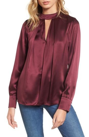 Women's Parker Eleanor Silk Choker Blouse - Burgundy