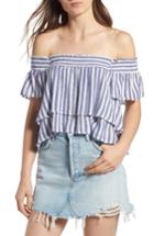 Women's Rails Summer Stripe Tiered Off The Shoulder Top - Blue