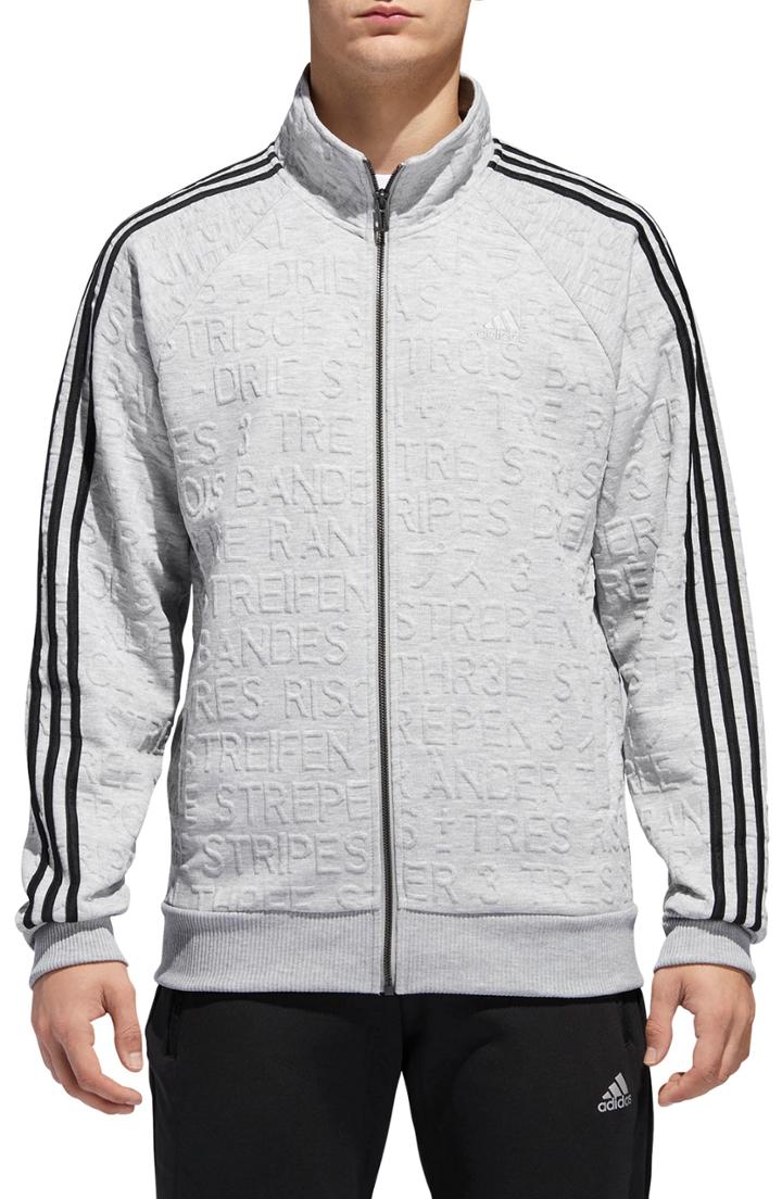 Men's Adidas Essentials Jacquard Track Jacket - Grey