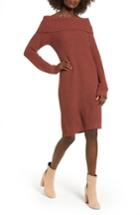 Women's Cotton Emporium Foldover Off The Shoulder Sweater Dress - Brown