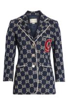Women's Gucci Gg Embroidered Jersey Blazer Us / 42 It - Blue
