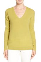 Women's Halogen V-neck Cashmere Sweater - Green