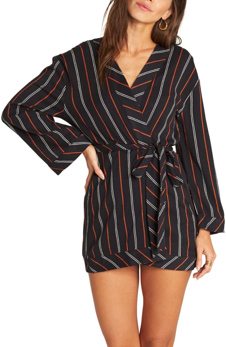 Women's Billabong Secret Tells Stripe Wrap Top - Black