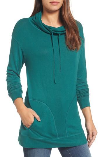 Women's Caslon Drawstring Cowl Tunic Top, Size - Green