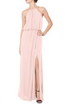 Women's #levkoff Halter Keyhole Blouson Chiffon Evening Dress - Pink