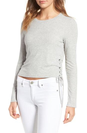 Women's Splendid Lace-up Ribbed Tee - Grey