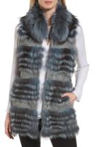 Women's Diane Von Furstenberg Knit Vest With Genuine Fox Fur Trim