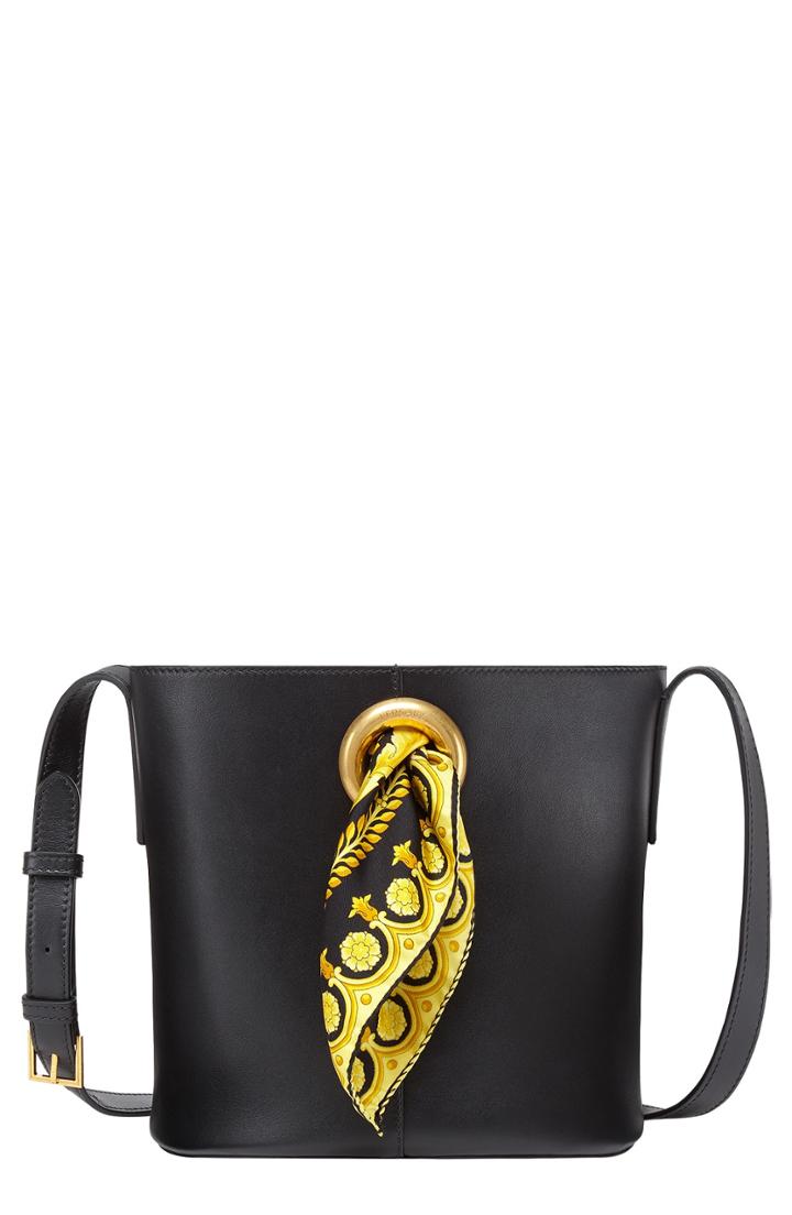 Versace Baroque Sash Leather Bucket Bag - Black