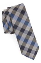 Men's Calibrate Schoolboy Gingham Check Silk Tie, Size - Blue