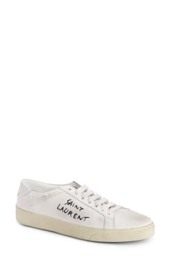 Women's Saint Laurent Court Classic Lace-up Sneaker Us / 34eu - Ivory