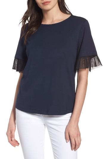 Women's Halogen Tulle Trim Tee - Blue