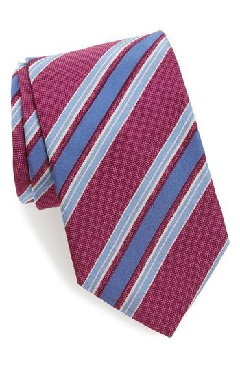 Men's David Donahue Stripe Silk Tie, Size X-long - Pink