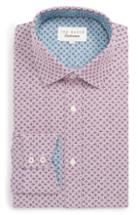 Men's Ted Baker London Bodder Trim Fit Print Dress Shirt - 32/33 - Red