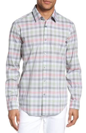 Men's Boss Lukas Regular Fit Plaid Sport Shirt, Size - Green