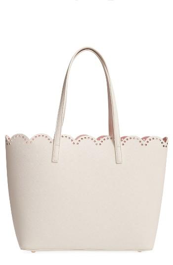 Junior Women's Bp. Scalloped Faux Leather Tote - Ivory