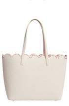 Junior Women's Bp. Scalloped Faux Leather Tote - Ivory