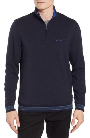 Men's Ted Baker London Peper Trim Fit Half Zip Pullover (s) - Blue