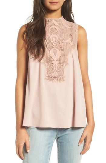 Women's Chelsea28 Lace Yoke Tank, Size - Pink