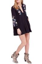 Women's Free People Mia Embroidered Minidress, Size - Black