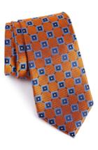 Men's Nordstrom Men's Shop Net Grid Silk Tie, Size - Orange
