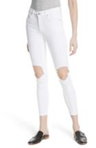Women's Free People High Waist Busted Knee Skinny Jeans - White