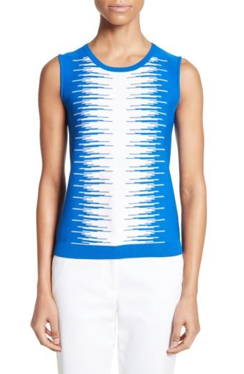 Women's St. John Collection Stripe Intarsia Knit Shell, Size - Blue