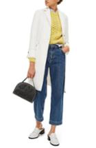 Women's Topshop Contrast Stitch Twill Coat Us (fits Like 0) - White