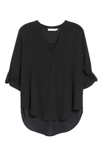 Women's Roll Tab Sleeve Woven Shirt - Black
