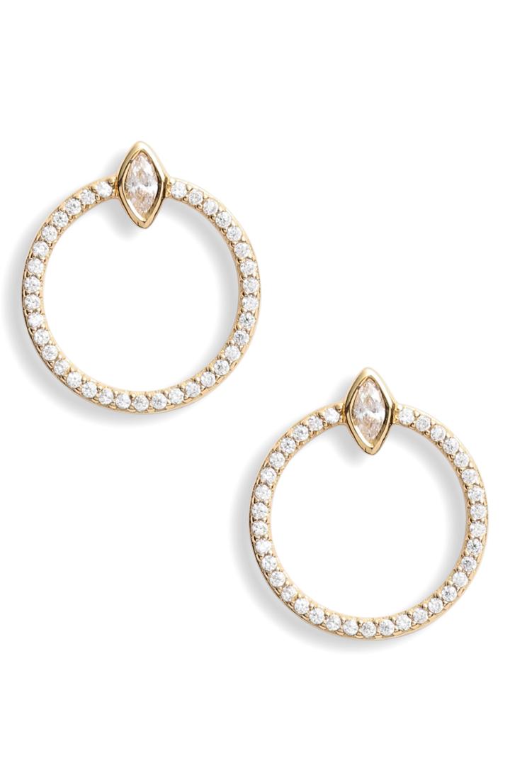 Women's Argento Vivo Pave Crystal Hoop Earrings