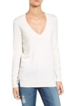 Women's Ag Luna V-neck Merino & Cashmere Tunic Sweater - White